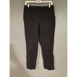 Faded Glory The Parker Pants Black Polka Dot Slim Straight Fit Stretch 8